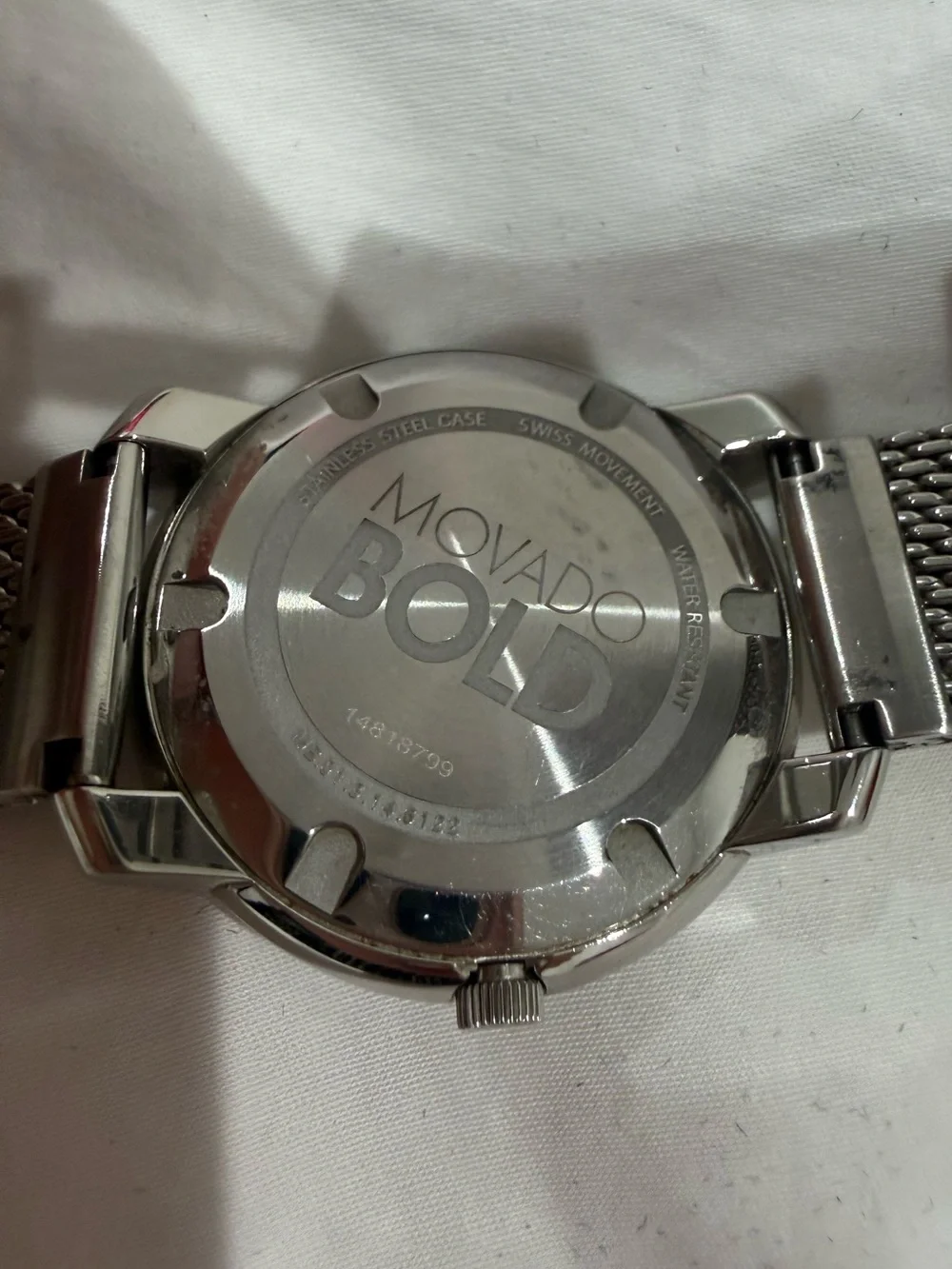 Movado Silver Mesh Bracelet Watch with White Dial (Model 3600260)